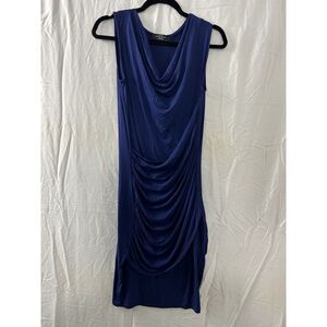 Made By Johnny Revenge Dress Womens‎ Sz M Navy Cowl Neck Ruched Occasion BodyCon